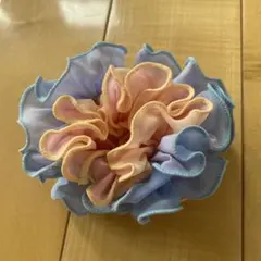 フリル付きシフォンシュシュ ピンク ブルー