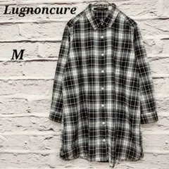 ルノンキュール 【M】 長袖チュニックシャツ ロングシャツ チェック コットン