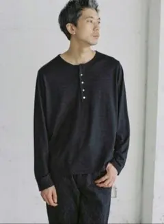 Wool Jersey Henley L/S Tee　【ICE BLACK】のサムネイル