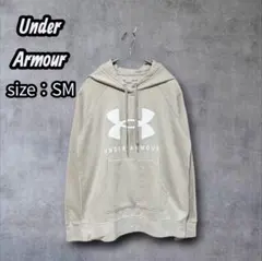 み*ん様 アンダーアーマー ビッグロゴ パーカー 生成り フーディ