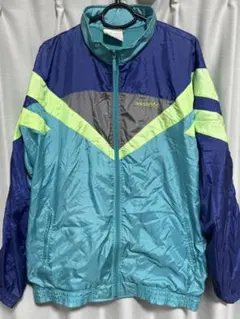 90s  トレフォイル刺繍 ナイロンジャケット クレイジー配色 90s adidas トレフォイル刺繍 ナイロンジャケット クレイジー配色