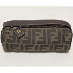 FENDI バニティポーチ フェンディ ズッカ柄 レザー 総柄 FFロゴ OLD