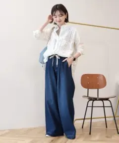 AMERICAN HOLIC レースパッチワークシャツ オフホワイト　M