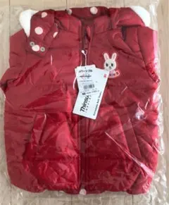 【タグ付き】ミキハウス　アウター　ジャンパー　中綿　リバーシブル　赤　90