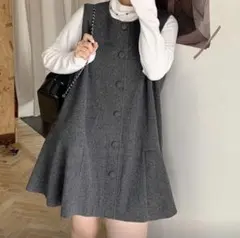 Dazy Plus 厚手ウール生地 ノースリーブ ワンピース