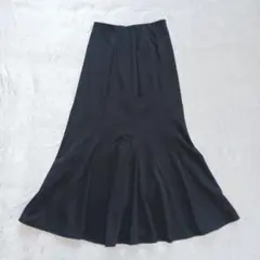 黒 フレアロングスカート マーメイド ジーユー ストレッチ S シンプル