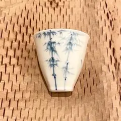 【春のセール】青竹｜手書き 湯呑み 茶杯 陶器 中国茶杯 四角形湯飲み