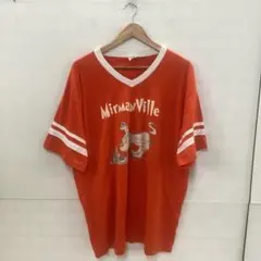 最終値下◎7.16A452P◎ヴィンテージ◎Tシャツ◎プリントVネックオレンジ系