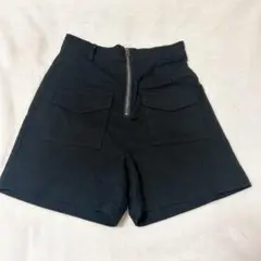 JEANASIS ブラックショートパンツ ジッパー付き