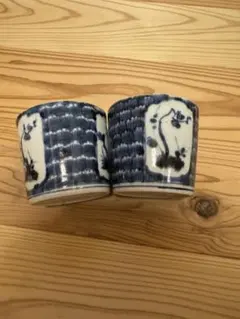 古伊万里　染付　暦紋　蕎麦猪口　江戸期　C736AS-BXr 古伊万里 染付 暦紋 蕎麦猪口 江戸期 C736AS-BXr 古伊万里 染付