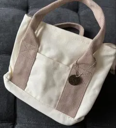 整理整頓に便利 キャンバス ミニトートバッグ 仕切り付き 通学 通勤 ベージュ