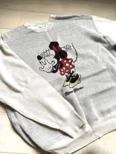 ミニーマウス刺繍 ニットセーター Mサイズ