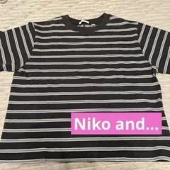 niko and ... ストライプ Tシャツ 半袖 ダークグレー グリーン L