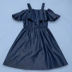 【即日発送】美品　イーハイフンデニム オフショルダーフリルワンピース　インディゴのサムネイル