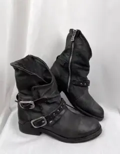 buckle zip Biker Leather boots archive