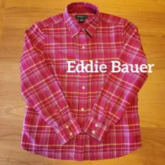 Eddie Bauer　レディース　長袖シャツ　M　冬秋物　チェック　綿　レッドのサムネイル