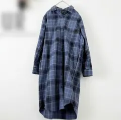 アーバンリサーチ ネイビー チェック シャツワンピース