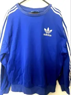 adidas 青 トレーナー 3本ライン