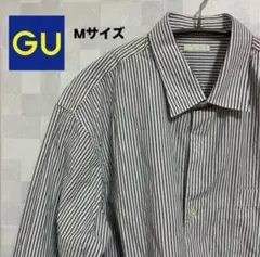GU ストライプ 長袖シャツ グレー オフィスカジュアル Mサイズ