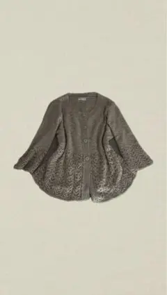 フェアリーコア バレエコア　森ガール　ニットカーディガン　透かし編み グレージュ