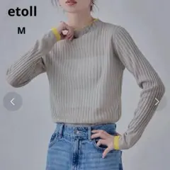 【美品】etoll エトル ニット シアー バイカラー ボトルネック リブ 長袖のサムネイル