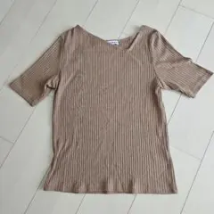 グローバルワーク　変形衿半袖ニット