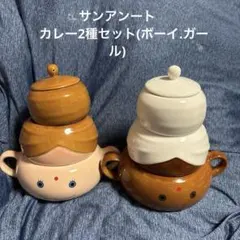 [レア.廃盤]サンアート カレー2種セット 陶器食器 スプーンなし貫入あり 希少のサムネイル