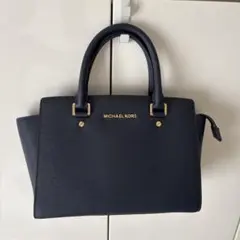 美品 マイケルコース 2way ハンドバッグ ショルダーバッグ ネイビー レザー