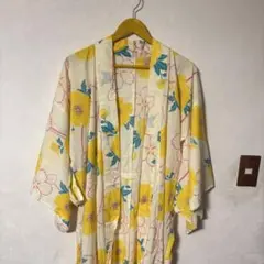 花柄 黄色 浴衣
