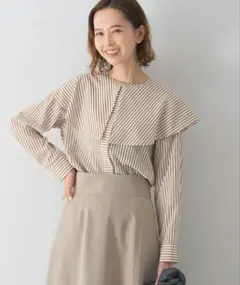 美品 URBANRESEARCH ROSSO 2WAYランダムストライプブラウス