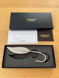 MIKIMOTO ミキモト パール付 真珠 栞 しおり ブックマーク リーフ型
