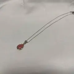 未使用インカローズ　シルバーペアシェイプネックレス
