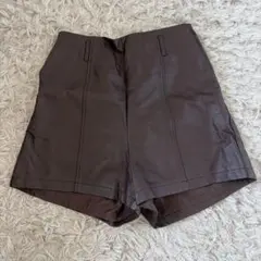 one way レザーブラウンショートパンツ