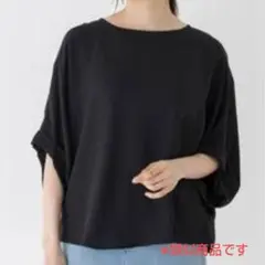 新品　 INCEDE 　3WAYランダムスリーブブラウス ブラック 5分袖 L