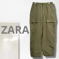 k1【ザラ】カーゴパンツ/美品 カーキ カジュアル ワイド 人気 おしゃれ 柔