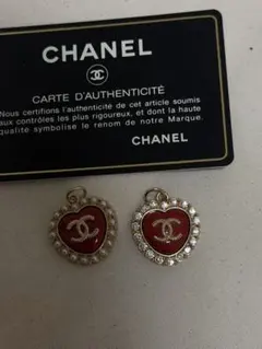 CHANEL 古董鈕扣吊飾 金色極光石 22mm 有刻印 2個
