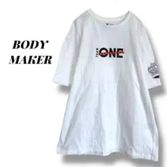 【ボディメーカー】Tシャツ　半袖　メンズ　英字ロゴ　日本製　ホワイト　カジュアル
