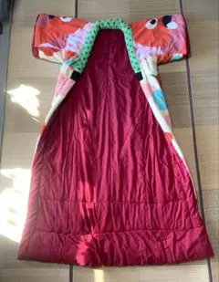 【昭和レトロ】 かいまき布団 掻巻 花柄 鮮やか 和模様 赤 梅 京都 日本製②