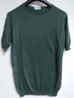 JOHN SMEDLEY コットン×ウール ダークグリーン ニット M