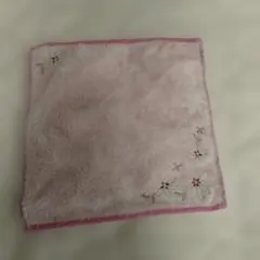 花柄刺繍入り ミニタオル ハンカチ ピンク22×22cm
