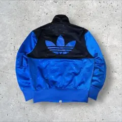 希少 adidas トラックジャケット 青　ドット柄 XS トレフォイルロゴ