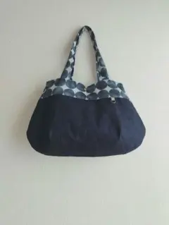 コロリンバッグ 大きめサイズ コットンリネン刺繍生地×岡山デニム