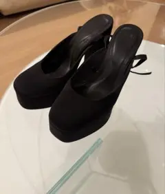 ZARA 黒 プラットフォームヒール スリングバック