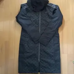 adidas ドット柄 ベンチコート フード付き　レディース　Lサイズ