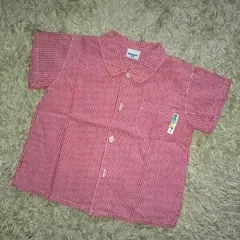 ファミリア ギンガムチェック スヌーピー 半袖シャツ