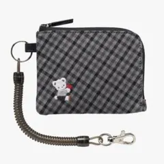 新品 ファミリア familiar ネームホルダー 黒系チェック パスケース