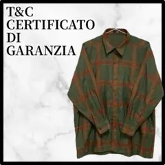 【フォロー割あり❗❗】T&C チェック柄 長袖シャツ グリーンオレンジ L