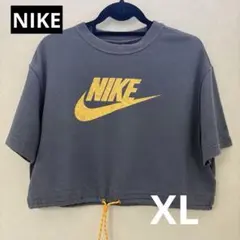 【美品】Nike ナイキ Tシャツ XL ネイビー クロップド丈 ショート丈