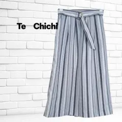 Te Chichi テチチ　ストライプ柄 膝丈スカート ベルト付き　グレー　Sのサムネイル