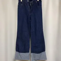 ダークデニム ブーツカットデニム 　ロールアップフレアデニム